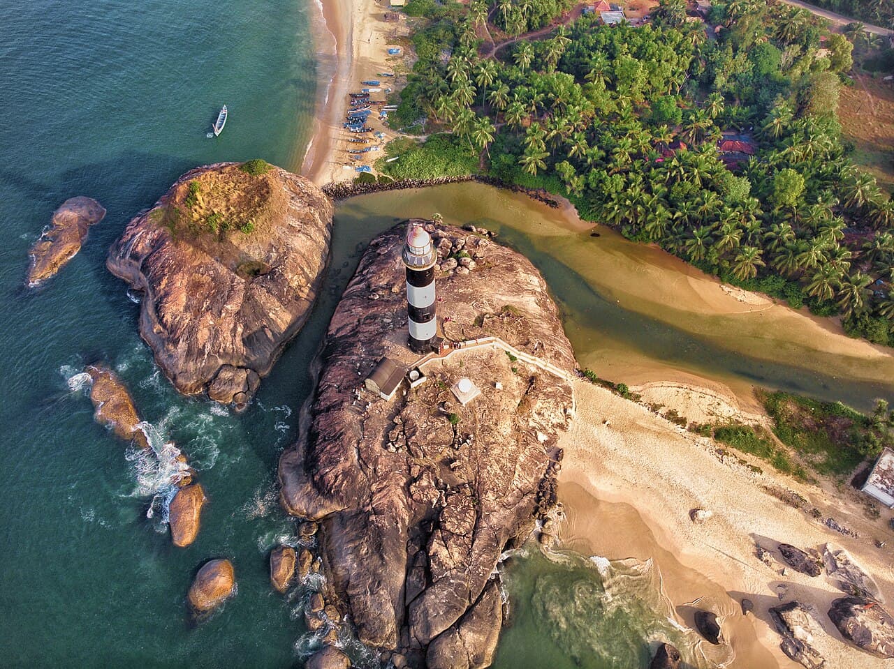 Kapu Beach Lighthouse and Rocky Coast in Udupi, Karnataka